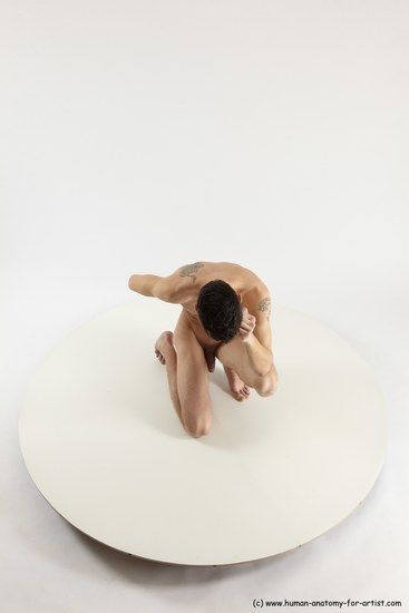 Nude Man White Kneeling poses - ALL Athletic Short Brown Kneeling poses - on one knee Multi angles poses Realistic