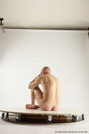 Nude Man White Sitting poses - simple Slim Bald Sitting poses - ALL Multi angles poses Realistic