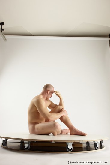 Nude Man White Sitting poses - simple Slim Bald Sitting poses - ALL Multi angles poses Realistic