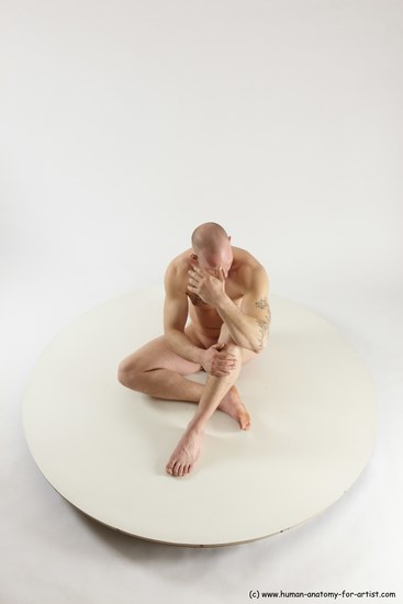 Nude Man White Sitting poses - simple Slim Bald Sitting poses - ALL Multi angles poses Realistic