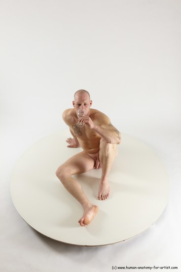 Nude Man White Sitting poses - simple Slim Bald Sitting poses - ALL Multi angles poses Realistic