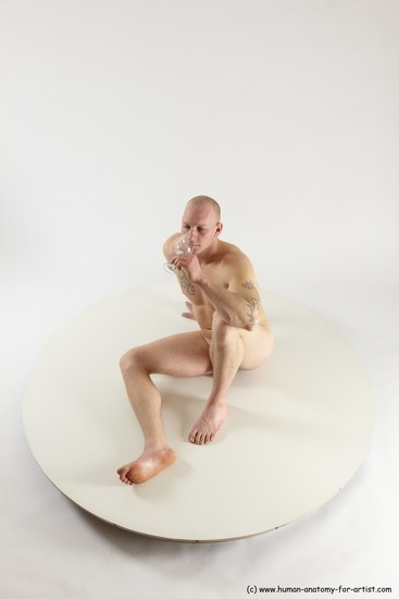 Nude Man White Sitting poses - simple Slim Bald Sitting poses - ALL Multi angles poses Realistic