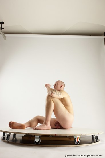 Nude Man White Sitting poses - simple Slim Bald Sitting poses - ALL Multi angles poses Realistic