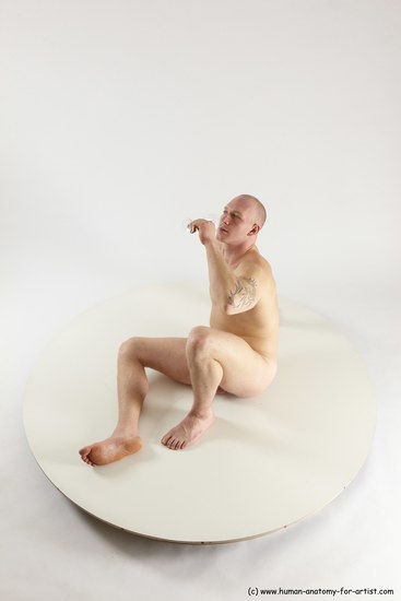 Nude Man White Sitting poses - simple Slim Bald Sitting poses - ALL Multi angles poses Realistic