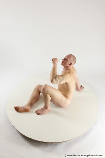 Nude Man White Sitting poses - simple Slim Bald Sitting poses - ALL Multi angles poses Realistic