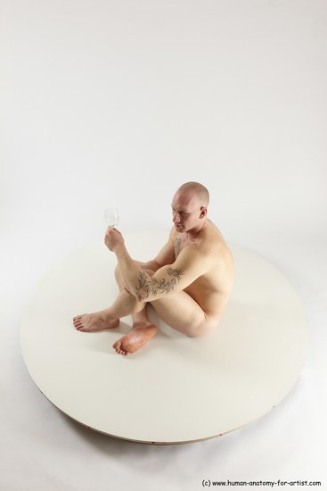 Nude Man White Sitting poses - simple Slim Bald Sitting poses - ALL Multi angles poses Realistic