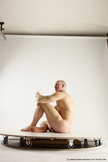 Nude Man White Sitting poses - simple Slim Bald Sitting poses - ALL Multi angles poses Realistic