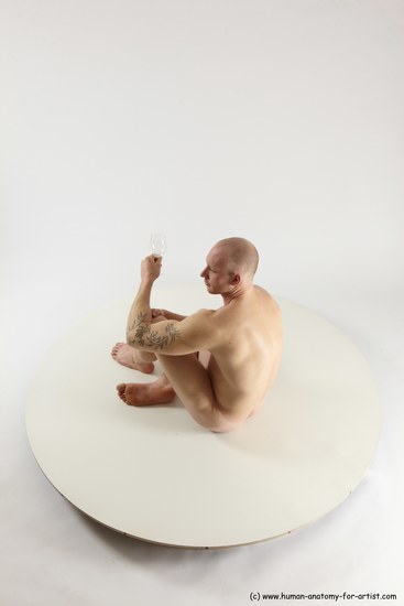 Nude Man White Sitting poses - simple Slim Bald Sitting poses - ALL Multi angles poses Realistic