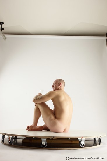 Nude Man White Sitting poses - simple Slim Bald Sitting poses - ALL Multi angles poses Realistic