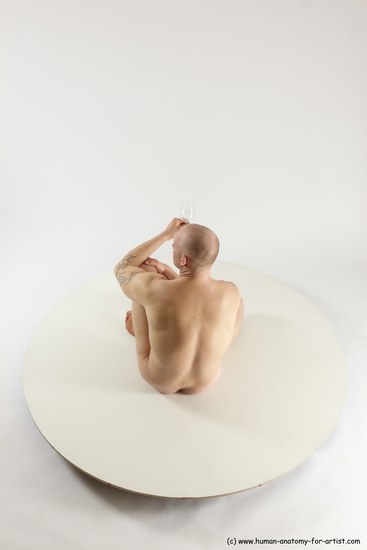 Nude Man White Sitting poses - simple Slim Bald Sitting poses - ALL Multi angles poses Realistic