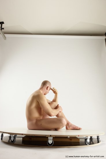 Nude Man White Sitting poses - simple Slim Bald Sitting poses - ALL Multi angles poses Realistic