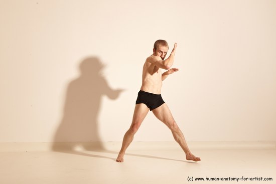 Underwear Martial art Man White Moving poses Athletic Short Blond Dynamic poses Academic