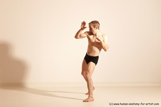 Underwear Martial art Man White Moving poses Athletic Short Blond Dynamic poses Academic