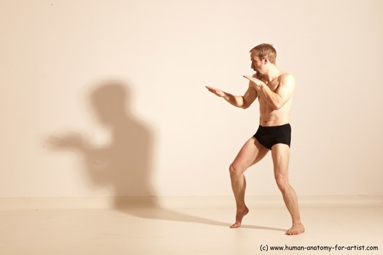 Underwear Martial art Man White Moving poses Athletic Short Blond Dynamic poses Academic