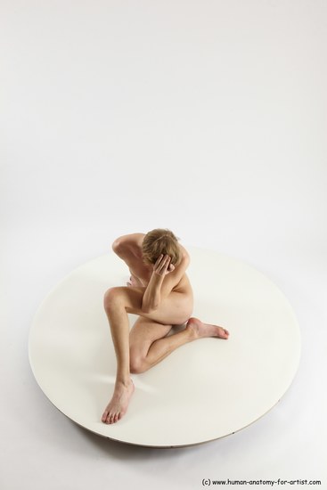 Nude Man White Sitting poses - simple Underweight Medium Brown Sitting poses - ALL Multi angles poses Realistic