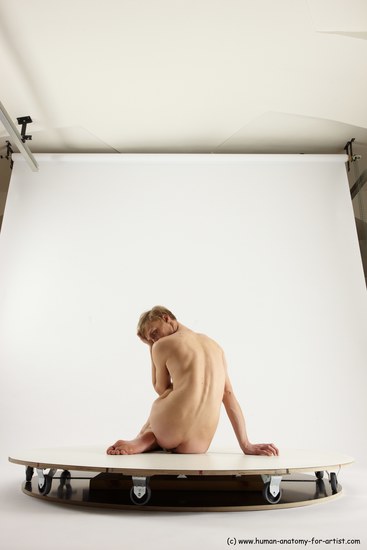 Nude Man White Sitting poses - simple Underweight Medium Brown Sitting poses - ALL Multi angles poses Realistic