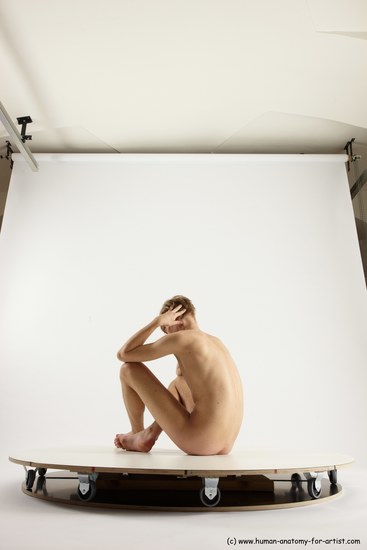 Nude Man White Sitting poses - simple Underweight Medium Brown Sitting poses - ALL Multi angles poses Realistic