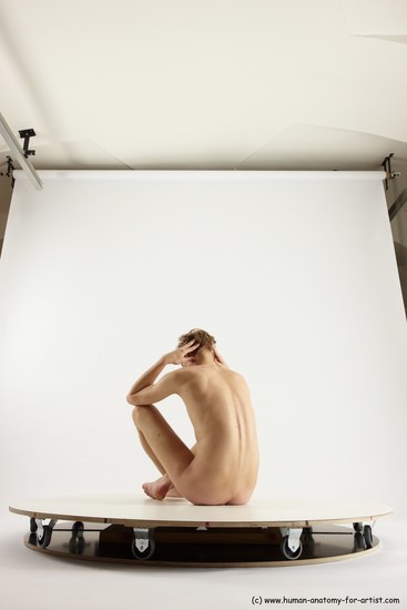 Nude Man White Sitting poses - simple Underweight Medium Brown Sitting poses - ALL Multi angles poses Realistic