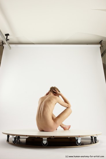 Nude Man White Sitting poses - simple Underweight Medium Brown Sitting poses - ALL Multi angles poses Realistic