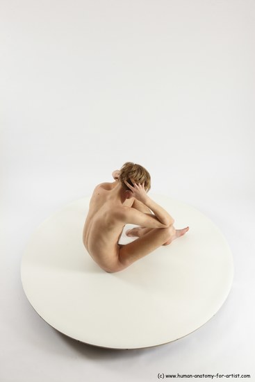 Nude Man White Sitting poses - simple Underweight Medium Brown Sitting poses - ALL Multi angles poses Realistic