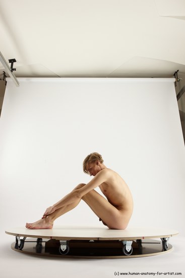 Nude Man White Sitting poses - simple Underweight Medium Brown Sitting poses - ALL Multi angles poses Realistic