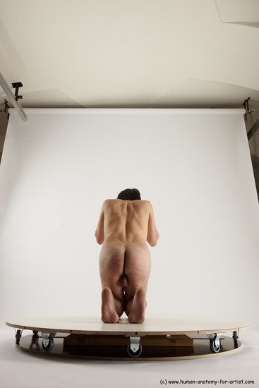 Nude Man White Kneeling poses - ALL Slim Short Brown Kneeling poses - on both knees Multi angles poses Realistic