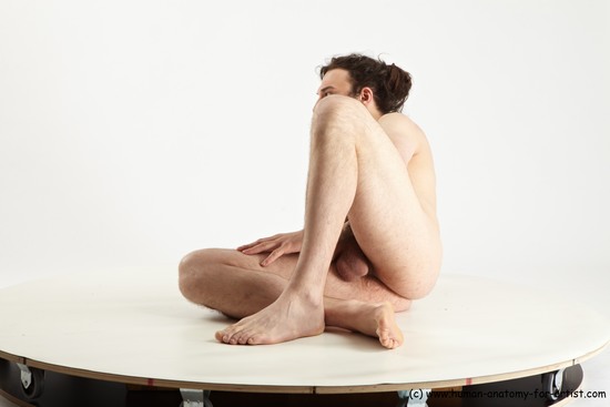 Nude Man White Sitting poses - simple Average Medium Brown Sitting poses - ALL Realistic