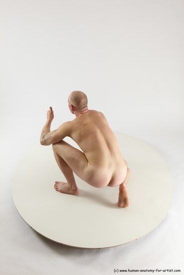 Nude Man White Kneeling poses - ALL Slim Bald Kneeling poses - on one knee Multi angles poses Realistic