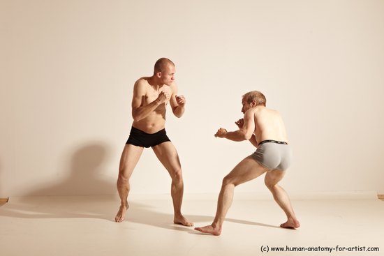 Underwear Martial art Man - Man White Moving poses Athletic Short Blond Dynamic poses Academic