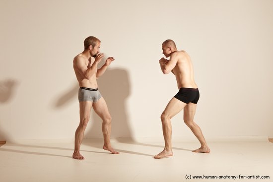 Underwear Martial art Man - Man White Moving poses Athletic Short Blond Dynamic poses Academic