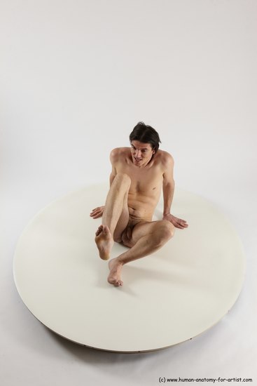 Nude Man White Sitting poses - simple Slim Short Brown Sitting poses - ALL Multi angles poses Realistic