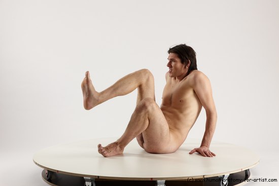 Nude Man White Sitting poses - simple Slim Short Brown Sitting poses - ALL Multi angles poses Realistic