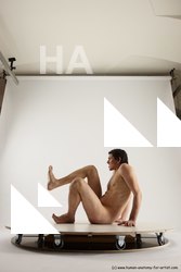 Nude Man White Sitting poses - simple Slim Short Brown Sitting poses - ALL Multi angles poses Realistic