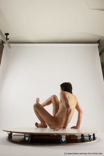 Nude Man White Sitting poses - simple Slim Short Brown Sitting poses - ALL Multi angles poses Realistic