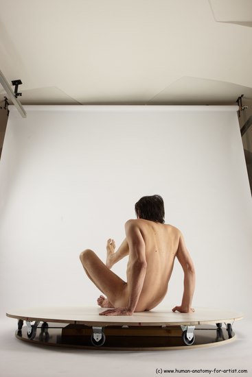 Nude Man White Sitting poses - simple Slim Short Brown Sitting poses - ALL Multi angles poses Realistic