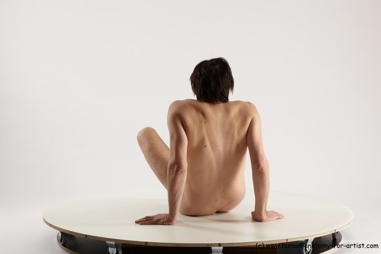 Nude Man White Sitting poses - simple Slim Short Brown Sitting poses - ALL Multi angles poses Realistic