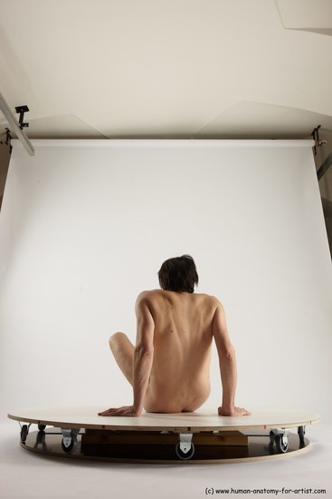 Nude Man White Sitting poses - simple Slim Short Brown Sitting poses - ALL Multi angles poses Realistic