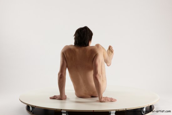 Nude Man White Sitting poses - simple Slim Short Brown Sitting poses - ALL Multi angles poses Realistic