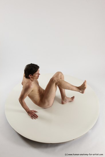 Nude Man White Sitting poses - simple Slim Short Brown Sitting poses - ALL Multi angles poses Realistic