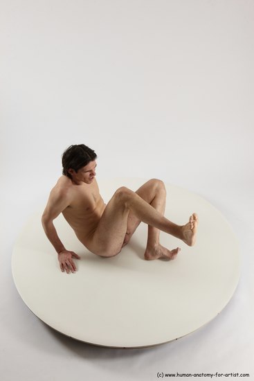 Nude Man White Sitting poses - simple Slim Short Brown Sitting poses - ALL Multi angles poses Realistic