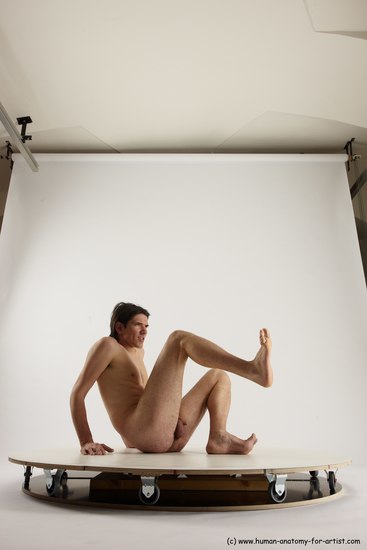 Nude Man White Sitting poses - simple Slim Short Brown Sitting poses - ALL Multi angles poses Realistic