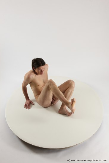 Nude Man White Sitting poses - simple Slim Short Brown Sitting poses - ALL Multi angles poses Realistic