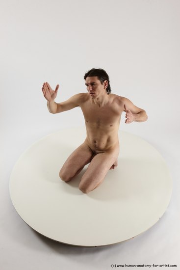 Nude Man White Slim Short Brown Sitting poses - ALL Sitting poses - on knees Multi angles poses Realistic