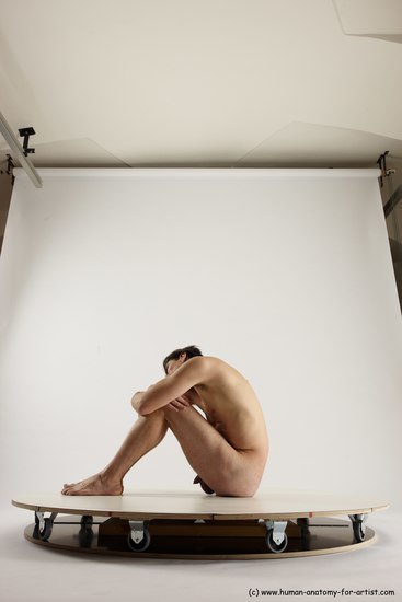 Nude Man White Sitting poses - simple Slim Short Brown Sitting poses - ALL Multi angles poses Realistic