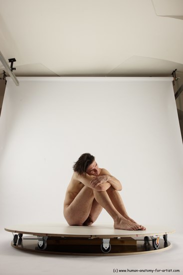 Nude Man White Sitting poses - simple Slim Short Brown Sitting poses - ALL Multi angles poses Realistic