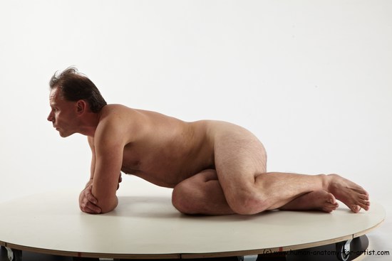 Nude Man White Laying poses - ALL Average Short Brown Laying poses - on side Realistic