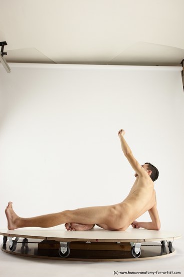 Nude Man White Laying poses - ALL Athletic Short Brown Laying poses - on side Multi angles poses Realistic