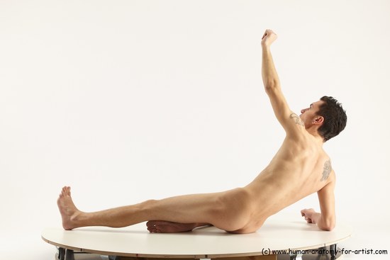 Nude Man White Laying poses - ALL Athletic Short Brown Laying poses - on side Multi angles poses Realistic