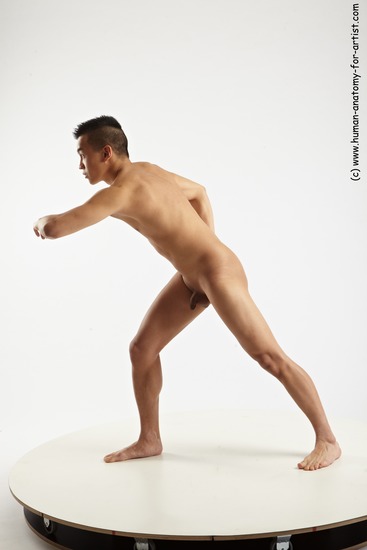 Nude Man Asian Standing poses - ALL Slim Short Black Standing poses - simple Realistic