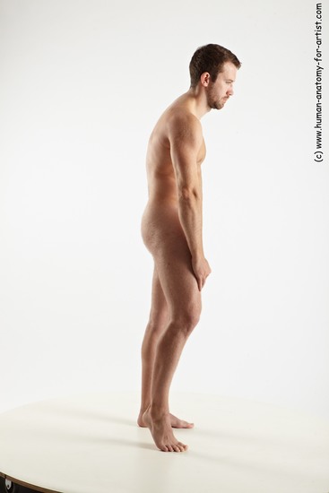 Nude Man White Standing poses - ALL Slim Short Brown Standing poses - simple Realistic